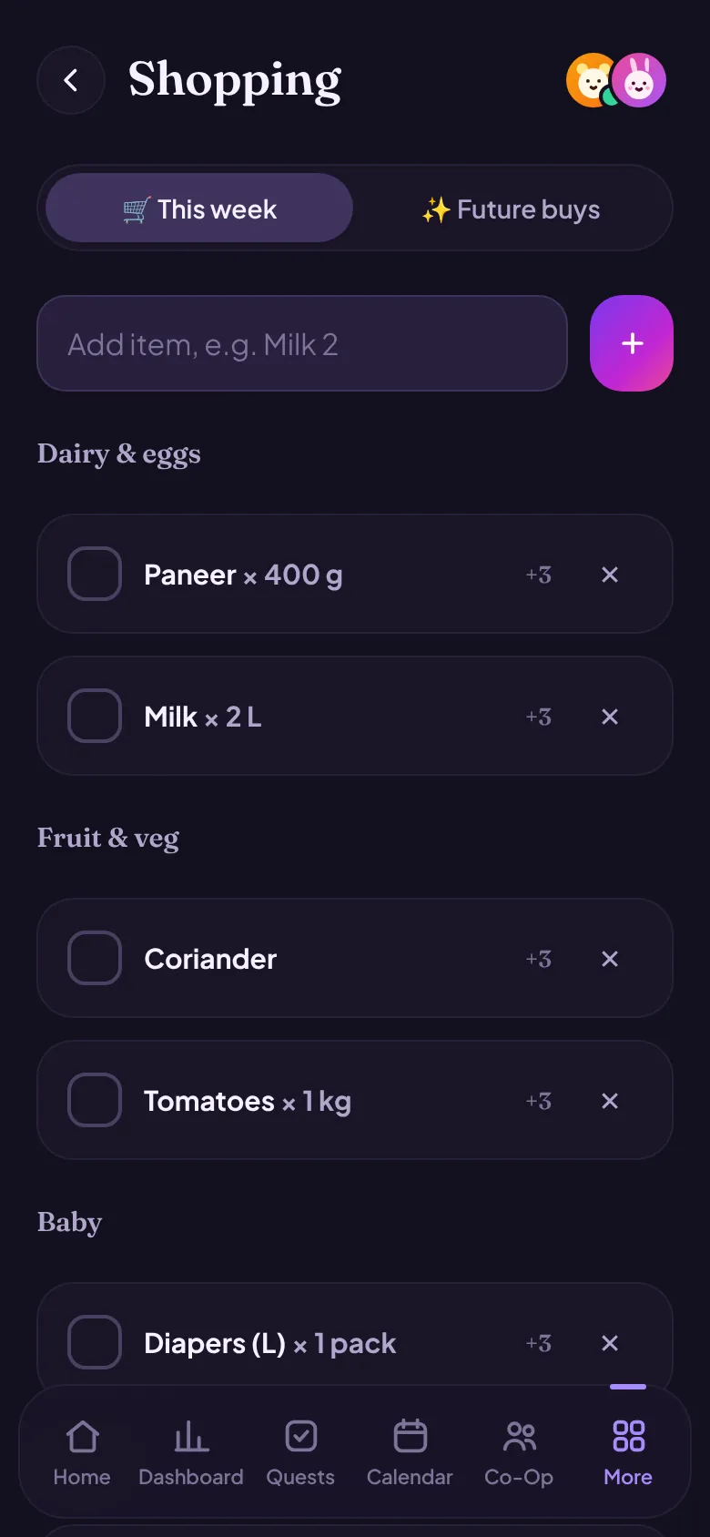 Shopping list